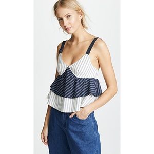 Joie “Marjie” Navy and White Striped Ruffle Tank